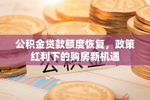 韩城公积金贷款额度恢复，政策红利下的购房新机遇